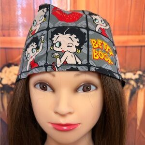 Handmade Betty Boop Grey Print Scrub Cap/ Nurse Hat